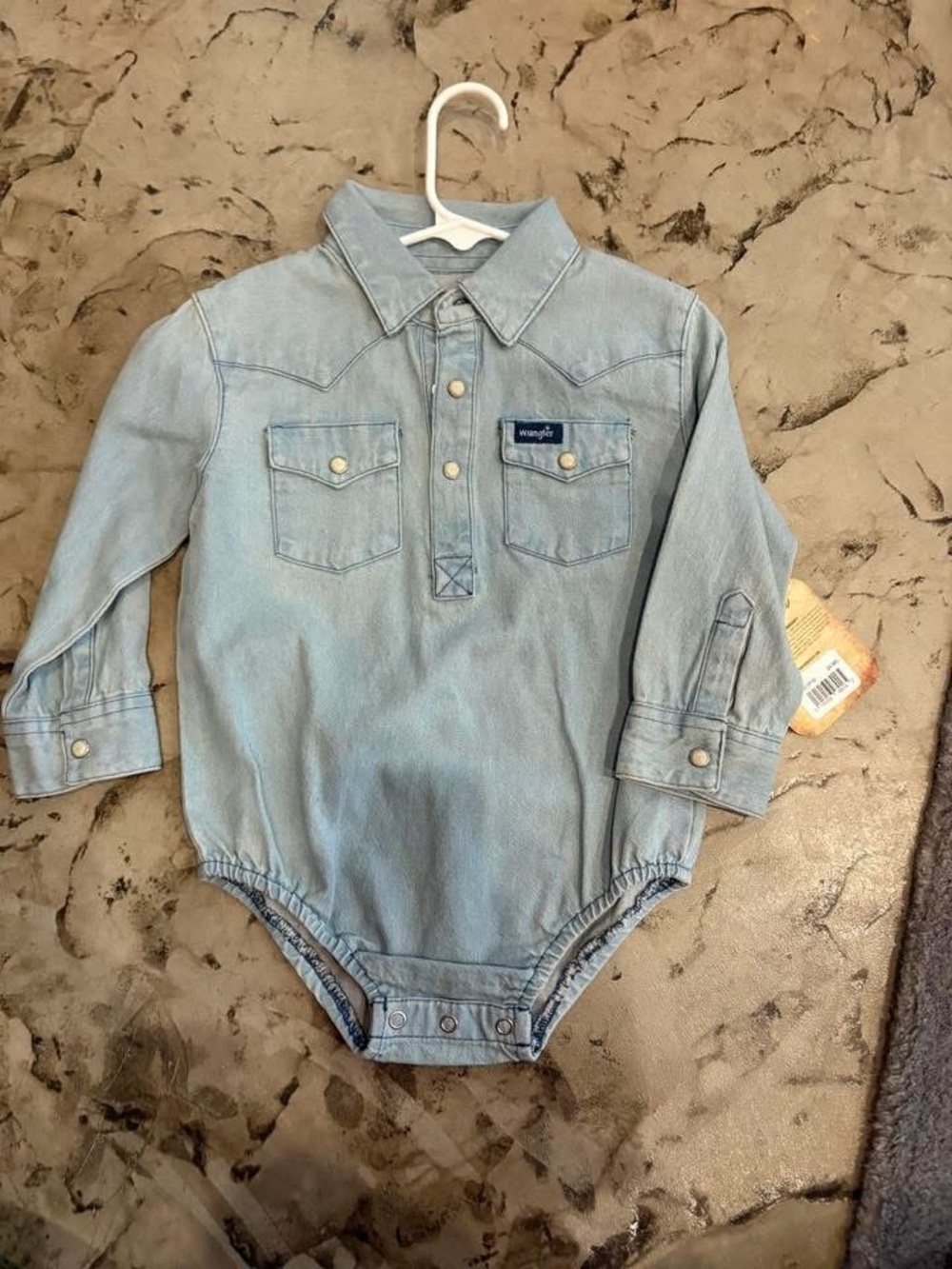 Wrangler Light Blue Denim Western Baby Bodysuit